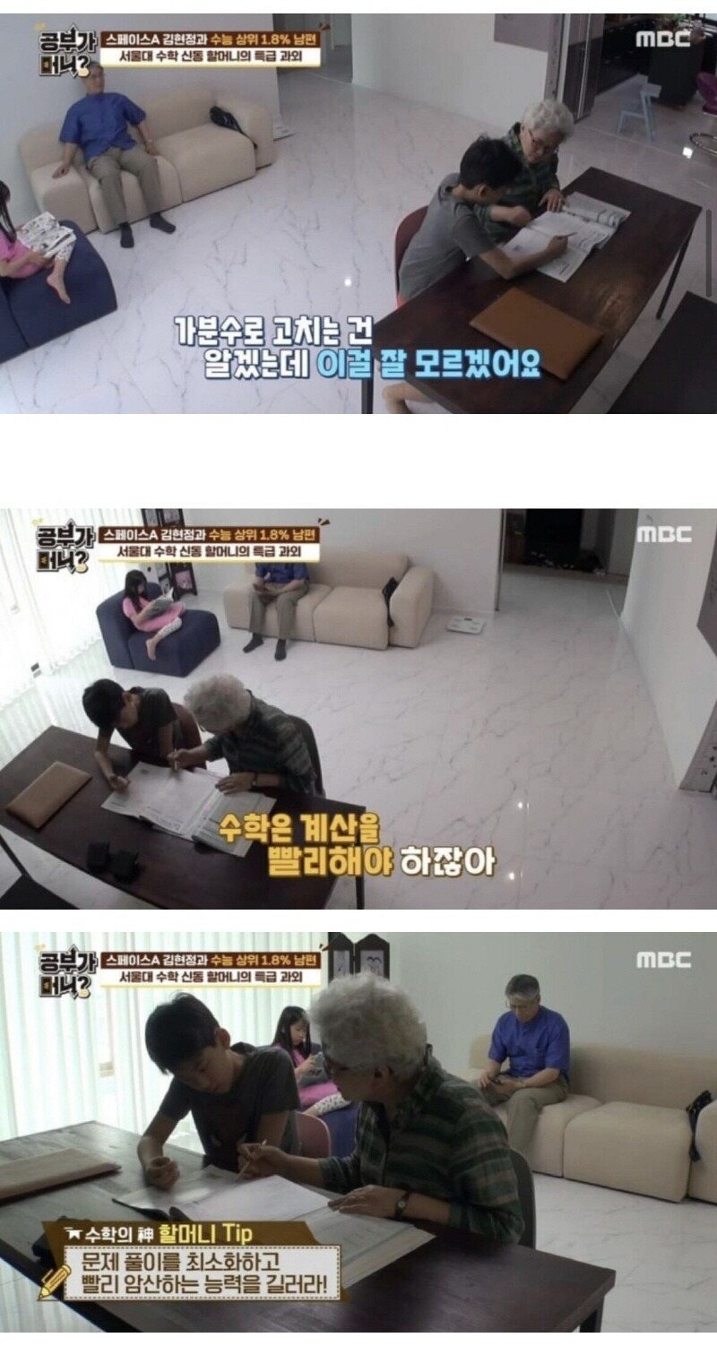 손주 수학 가르쳐주는 할머님의 스펙