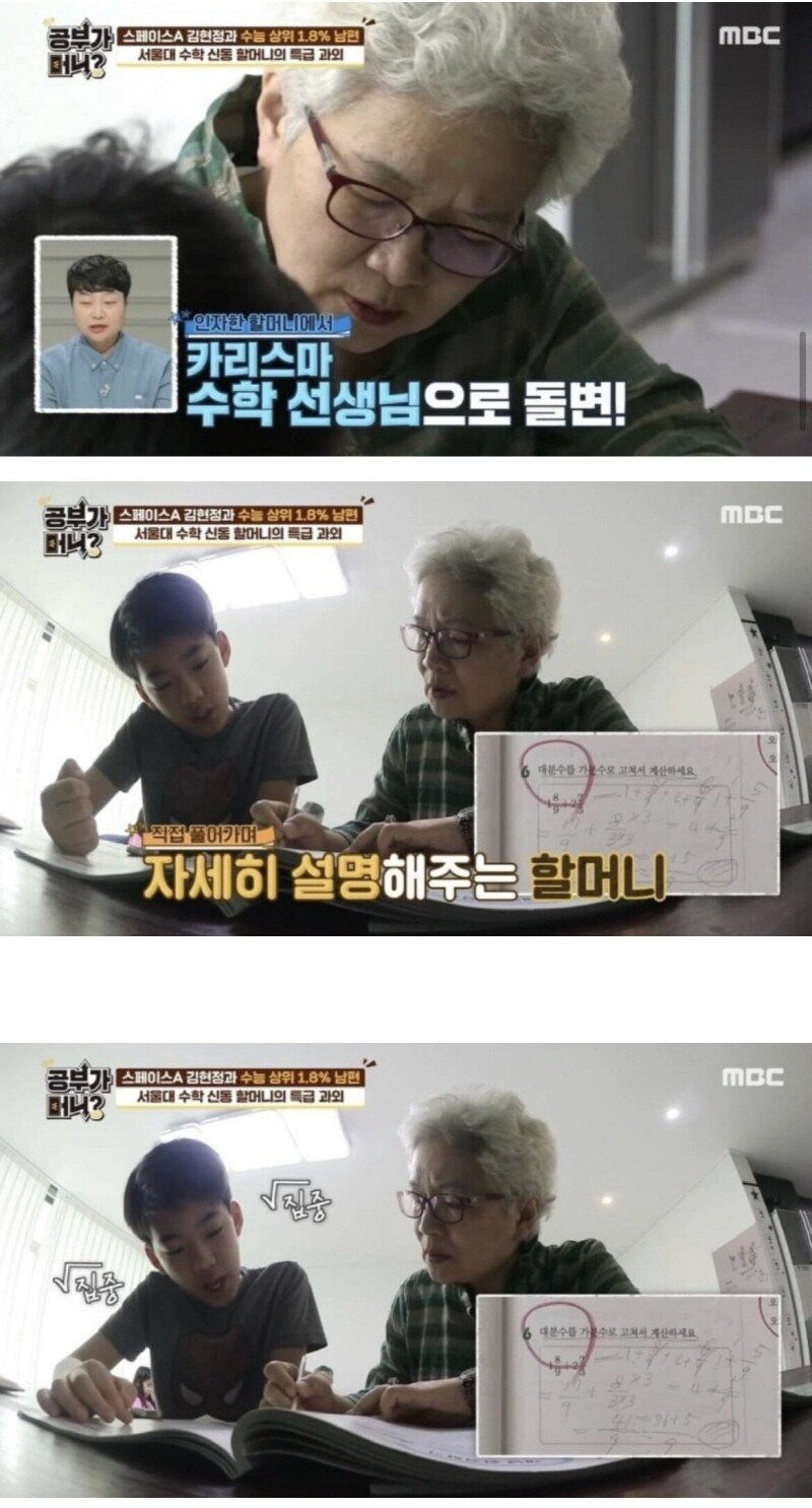 손주 수학 가르쳐주는 할머님의 스펙
