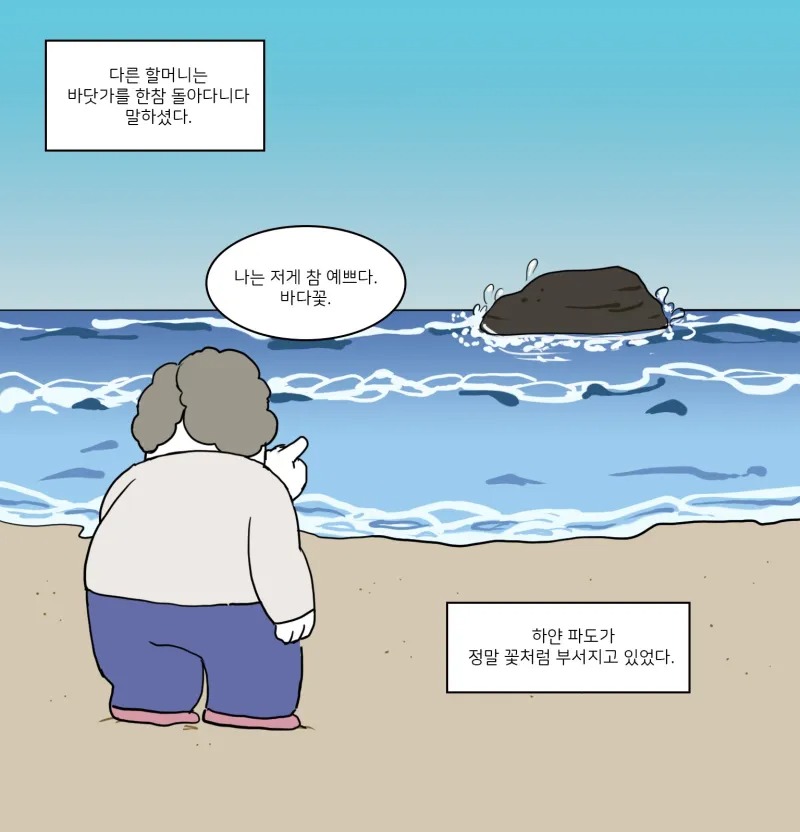 바다를 처음보는 할머니들