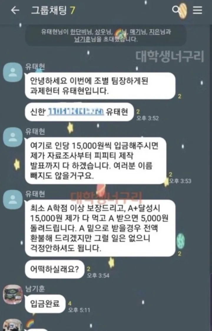 대학교 조별과제의 신