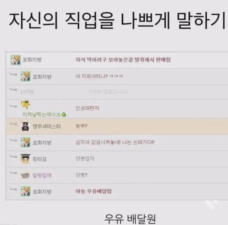 자신의 직업을 나쁘게 말하기