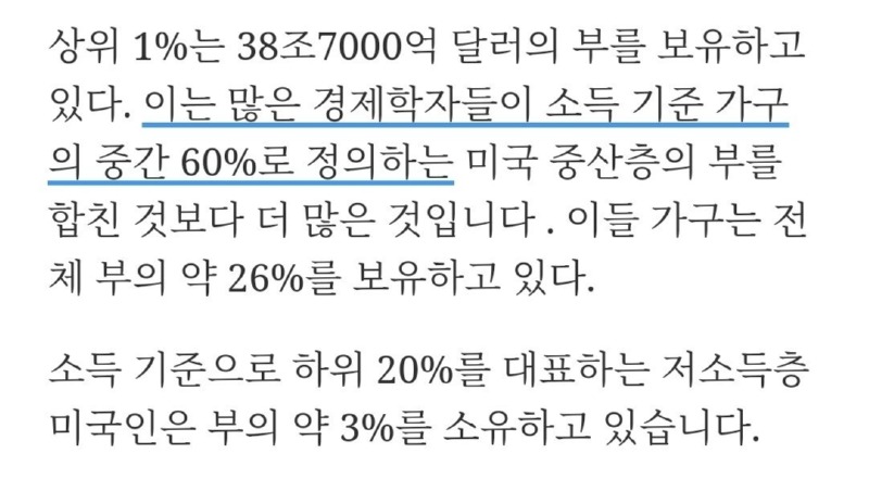 미국의 빈부격차 근황 