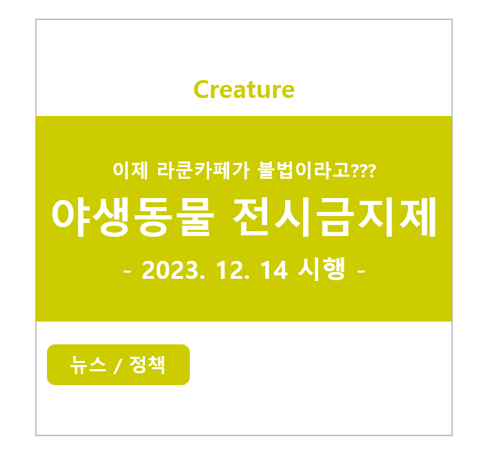 야생동물 전시금지제도 시행 (이제 동물 카페가 불법???) 