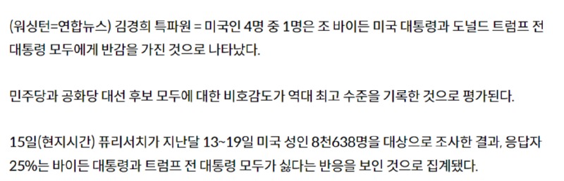 미국 대선 설문조사 근황 