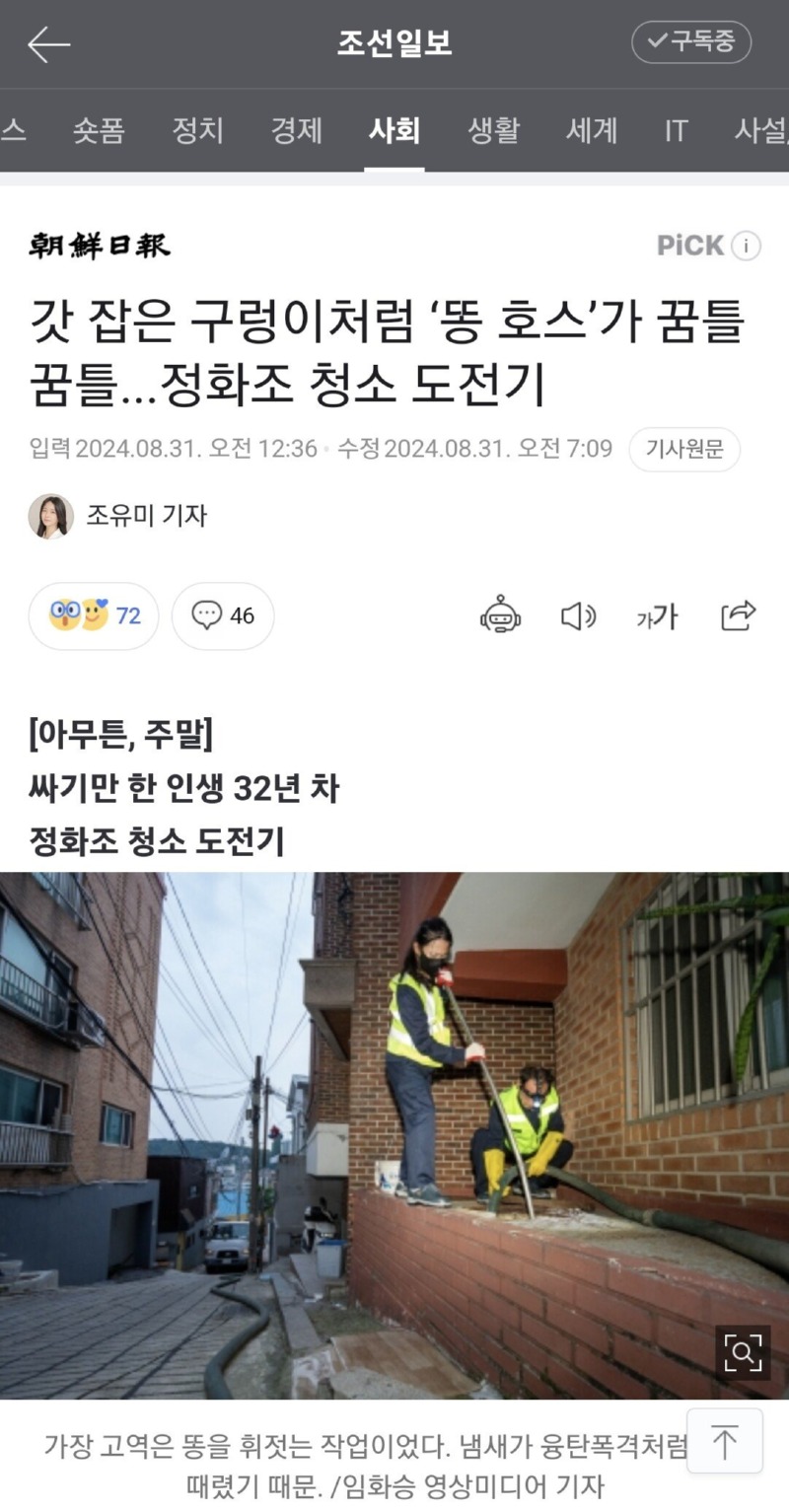 조선일보의 실전 전문 기자 
