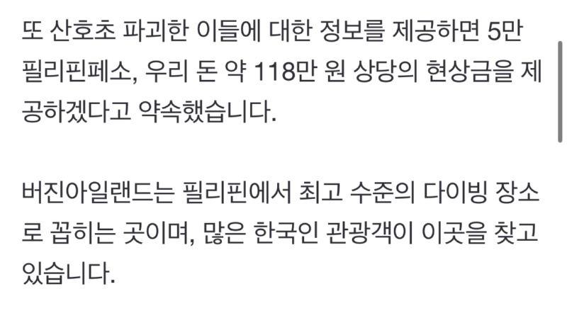필리핀 보홀, 한국인들 낙서로 폐쇄 조치 