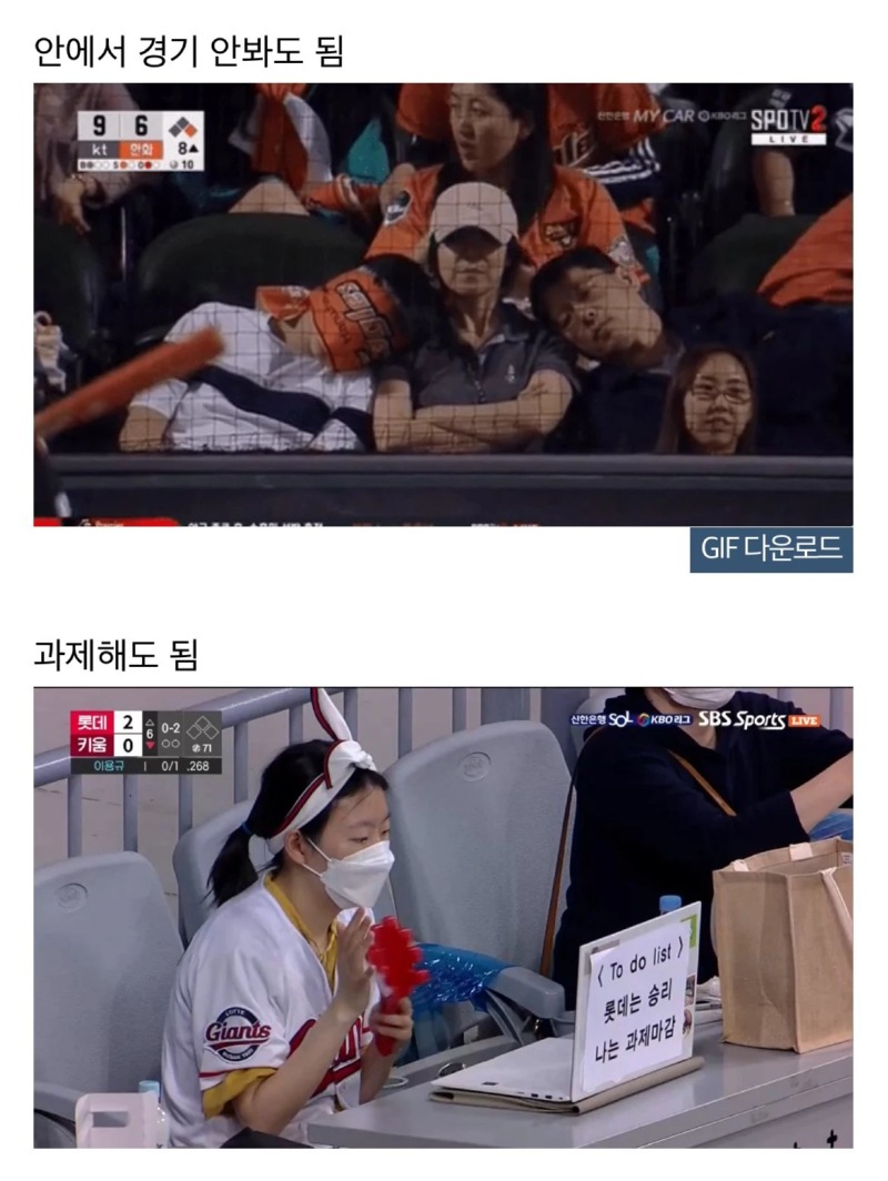 야구장이 천만 관중을 달성한 근본적인 이유>>금지하는게 없다.