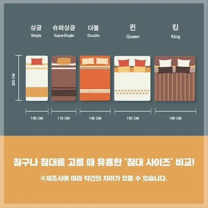 침대 고를 때 사이즈 꿀팁. 침대 사이즈 비교 