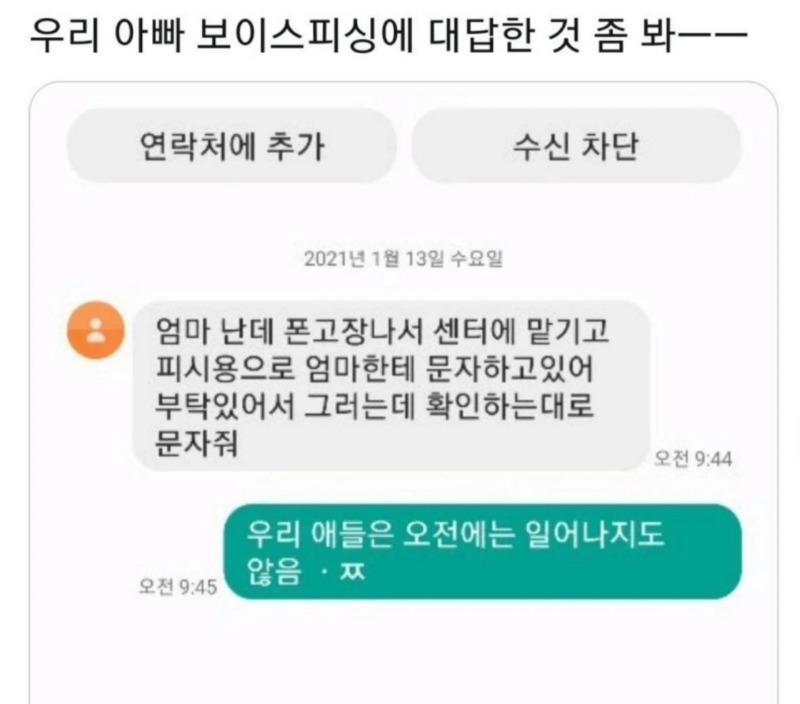 보이스피싱에 대답하신 아버지... 