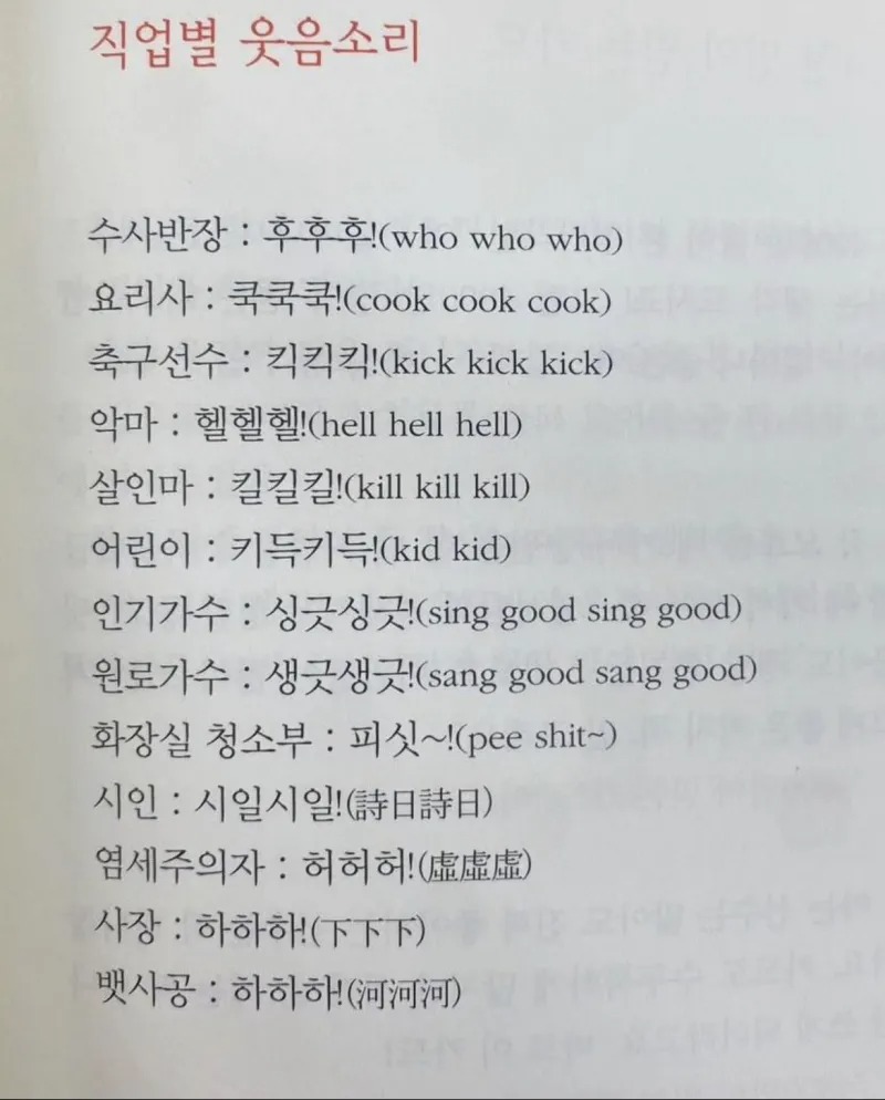 직업 별 웃음소리