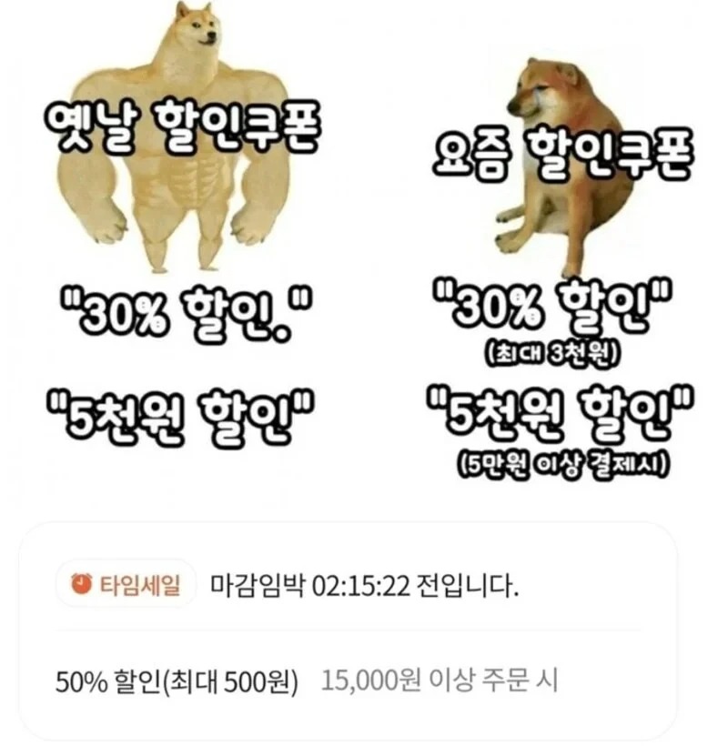 옛날 할인쿠폰 vs 요즘 할인쿠폰