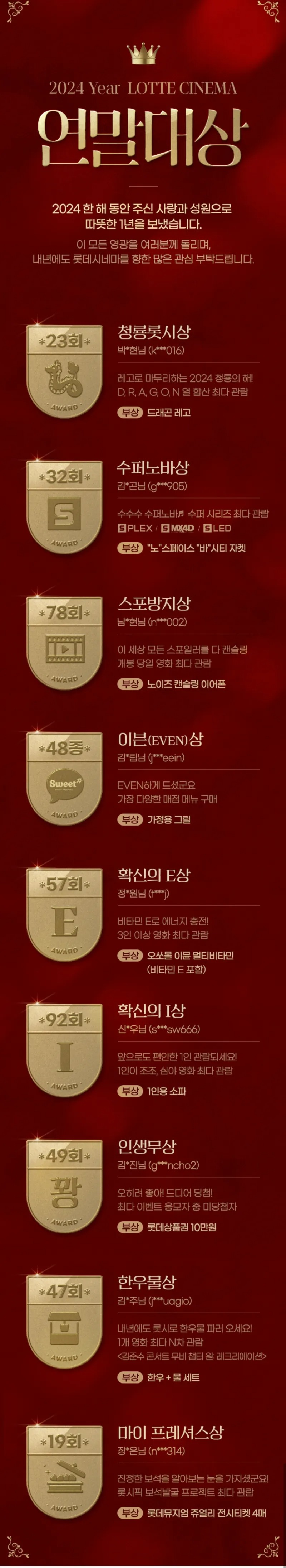 2024 롯데시네마 연말 대상