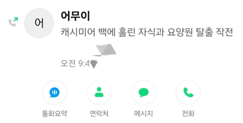 에이닷이 해준 어머니와의 통화 요약  