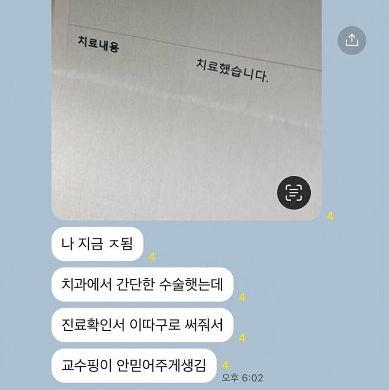 진료 확인서를 받았는데....