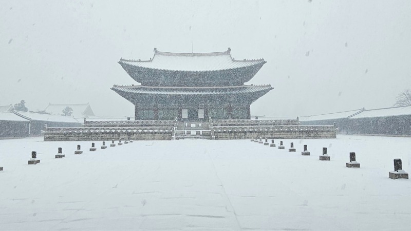 눈 내린 경복궁의 모습 