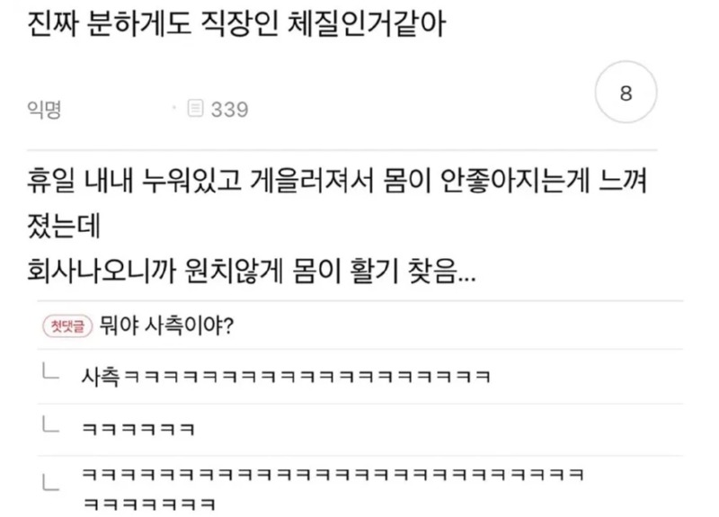 진짜 분하게도 직장인이 체질 인 것 같아