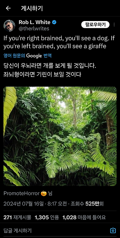우뇌라면 "개" 가보이고 좌뇌라면 "기린"이 보입니다 jpg