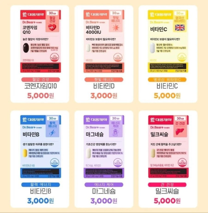 다이소에서 판매 예정인 영양제 목록 