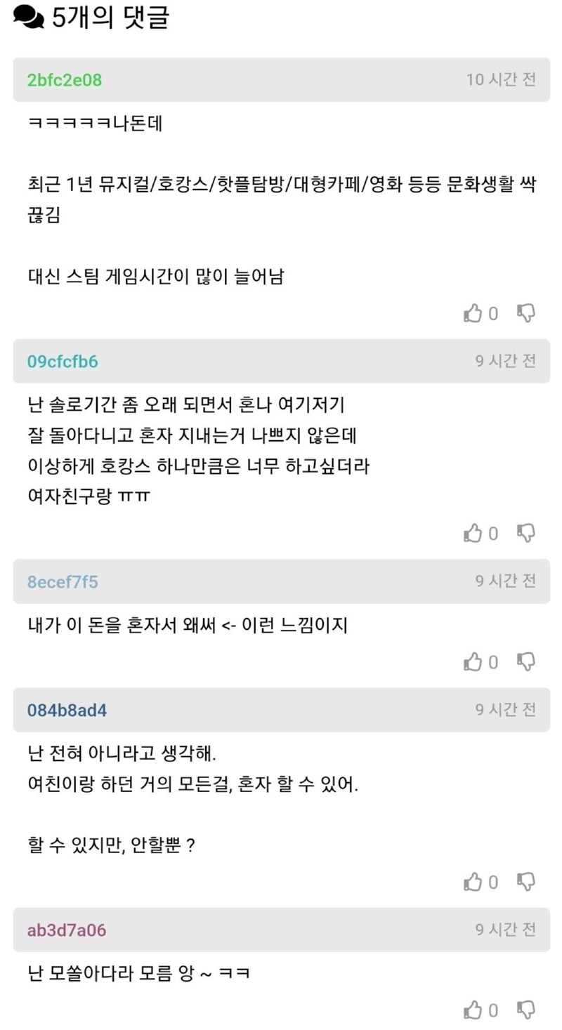 남자들이 연애 안하면 느끼는 단점 중 하나