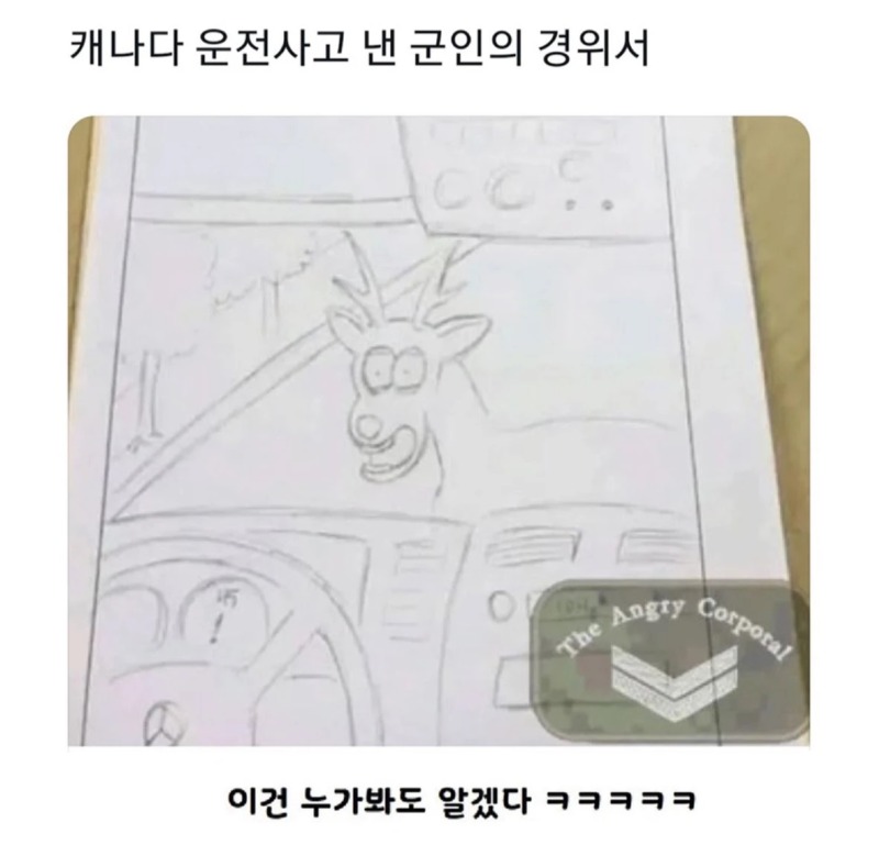 캐나다 운전사고 낸 군인의 경위서