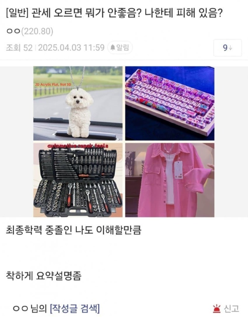 오늘자 미국 관세 관련 디씨식 만담