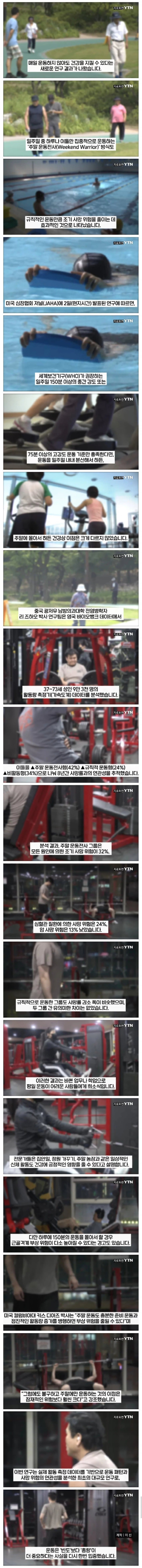 직장인에게 희소식?, 주말에 몰아서 운동해도 효과가 충분하다는 연구결과