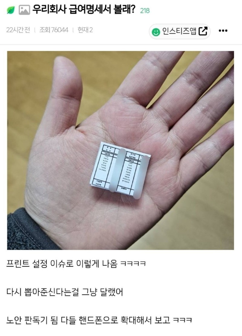 인스티즈녀 회사 급여명세서 ㄷㄷ..jpg