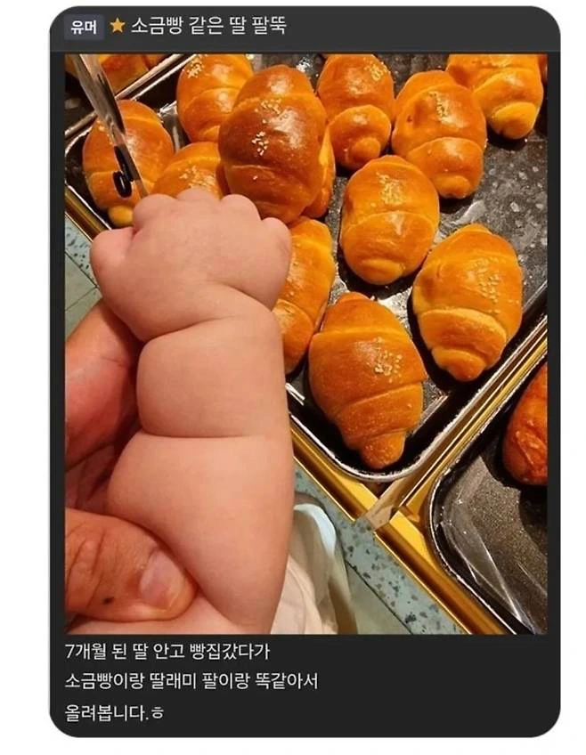 소금빵같은 딸래미 손 