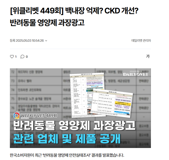반려동물 영양제 과장광고 대거 적발.... , 반려동물 영양제 안전실태조사 결과 발표 . 