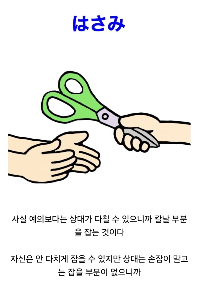 상대에게 칼, 가위 건넬 때 예절