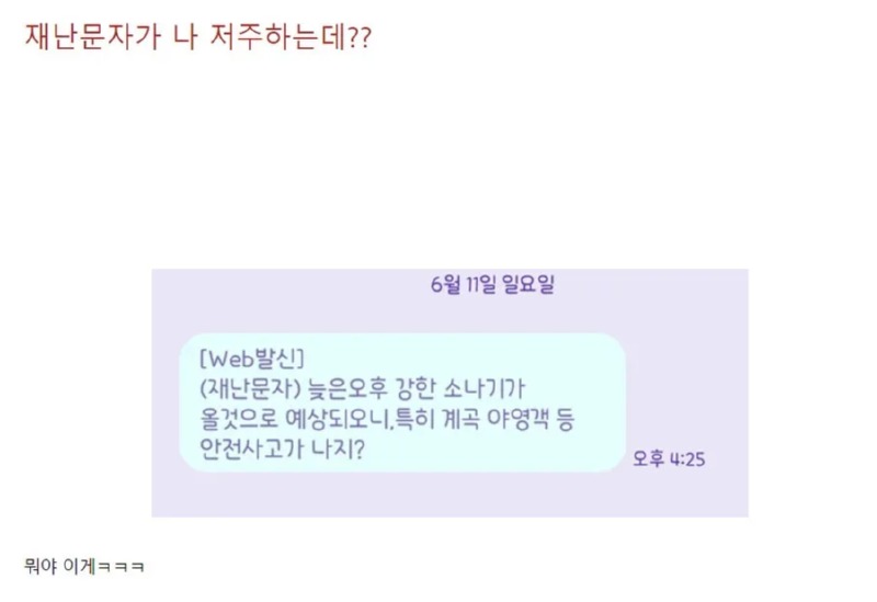 재난문자가 나 저주하는데??