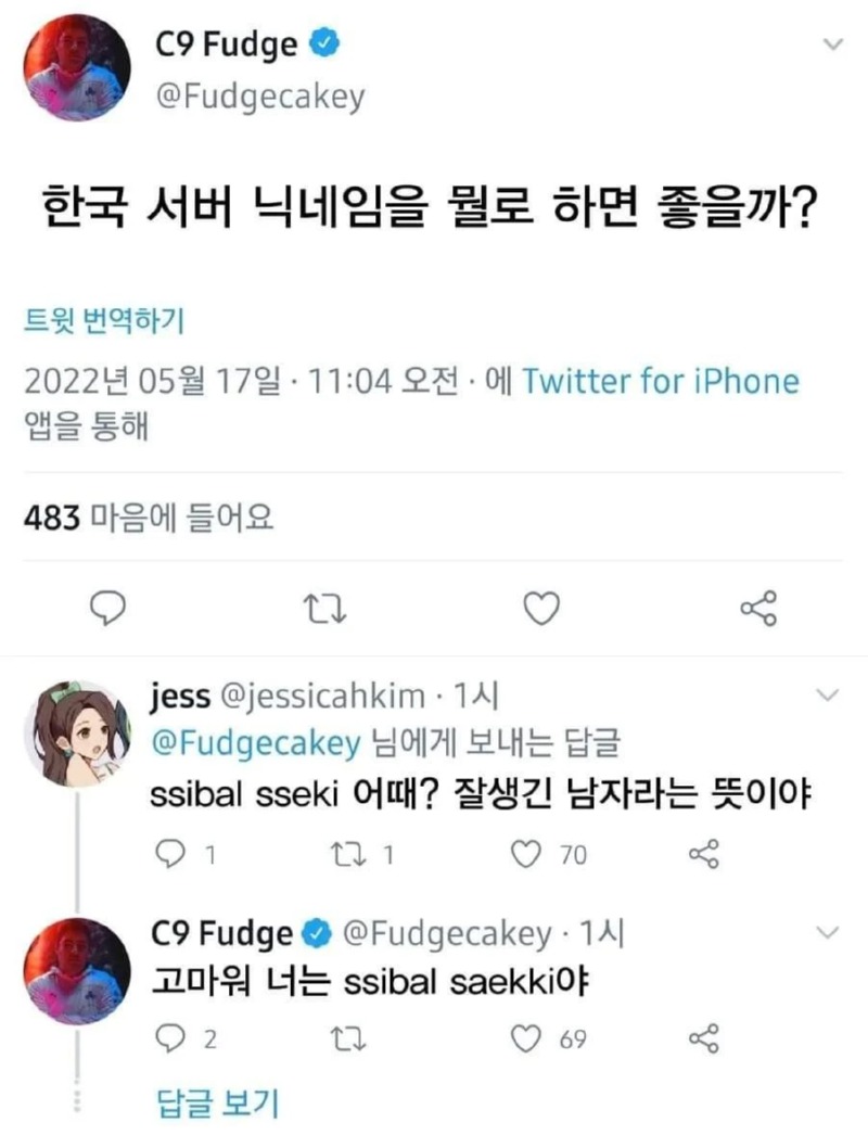 한국 서버 닉네임을 뭘로 하면 좋을까??