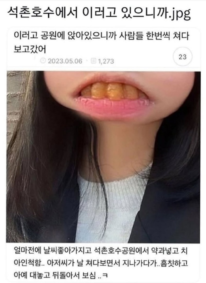 석촌호수에서 이러고 있으니까